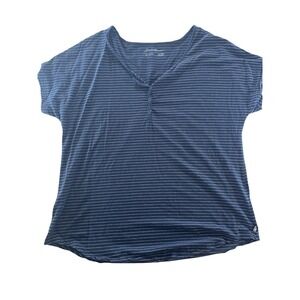 Eddie Bauer‎ Womens Outdoor Striped V Neck Henley T Shirt Size 2XL